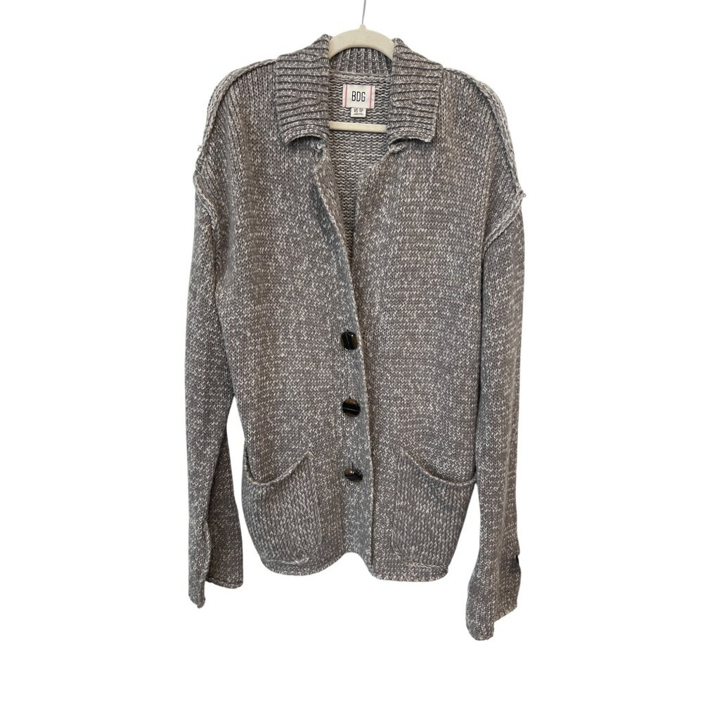 BDG Button Front Cardigan Sweater Sz XS Long Sleeve Gray Acrylic Blend Cozy Knit